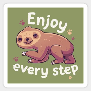 Enjoy Every Step // Motivational Baby Sloth, Kawaii, Positivity Sticker